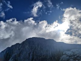 Alpinisten auf dem Schlussgrat