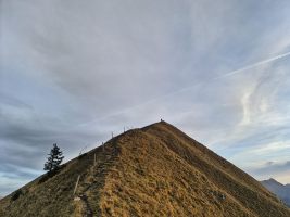 Wandersmann auf dem Hügel vor dem Gummhorn