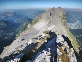 Ich war vor den Steinschlägern oben. Blick auf den Abstieg zum Gitschentor.