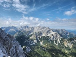 Ziele für morgen: Mojstrovka und Travnik; hinten links der mächtige Jalovec