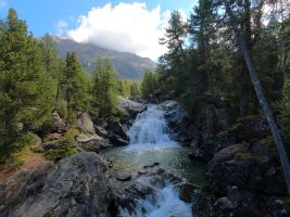 Munter rauschende Stufe in der Ova da Bernina